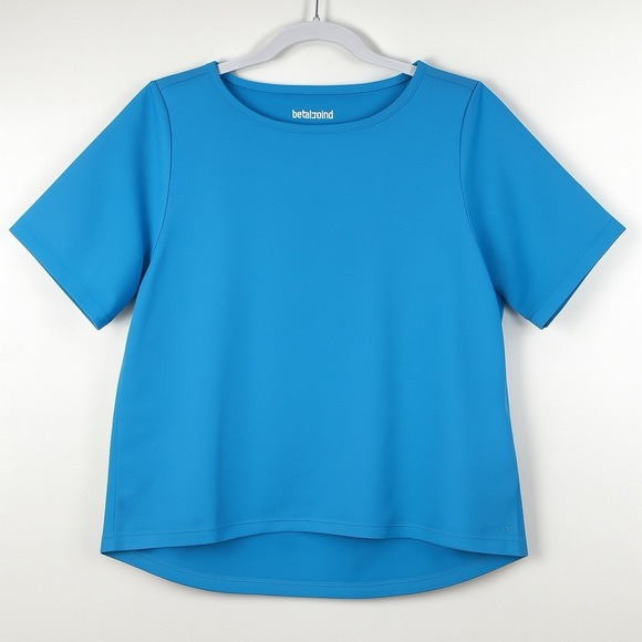 NWT Betabrand Boxy Hi Low Top Blue M Structured Knit Modern Minimalist - Picture 2 of 2